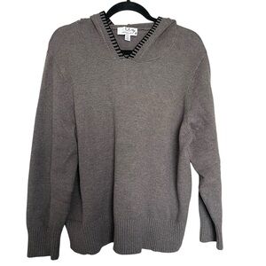 Magaschoni V-Neck Hooded Sweater